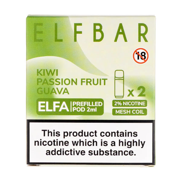 Kiwi Passion Fruit Guava Elfa Prefillable Pods By Elf Bar