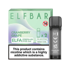 Cranberry Grape Elfa Prefillable Pods By Elf Bar